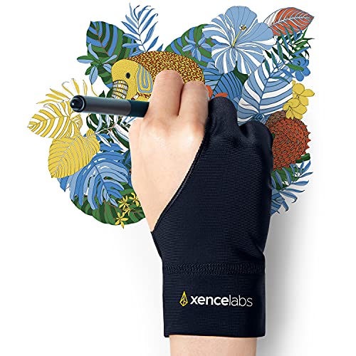 XENCELABS, Artist Glove, Drawing Glove Left Right Hand for Drawing Tablet, 2 Finger Glove for Drawing Black Size S - Small