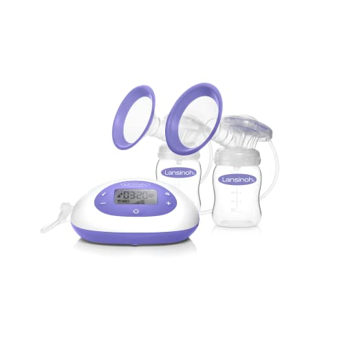 Lansinoh SignaturePro Double Electric Breast Pump, Portable, LCD Display, Includes Breast Pump Bag, 25mm Breast Pump Flanges and 2 Lansinoh Baby Bottles - Signature Pro
