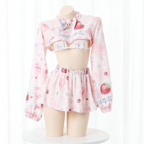 Strawberry Cow Costume for Cosplay - Pink & White