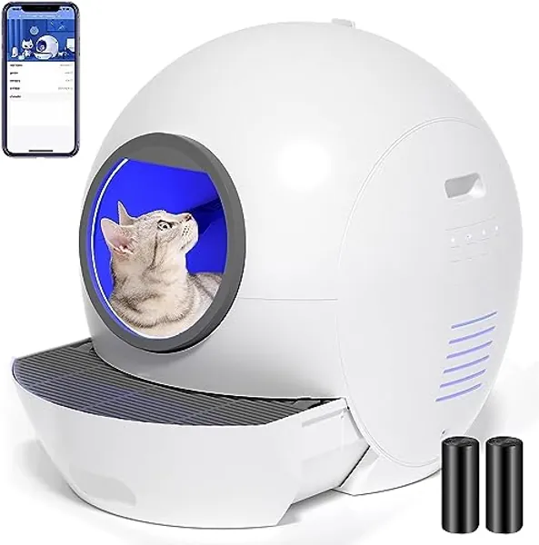 Self Cleaning Cat Litter Box: YSSAIL Automatic Cat Litter Box Large with APP Control & Safe Alert & Smart Health Monitor, Odor Removal Automatic Litter Box Self Cleaning for Multiple Cats-White