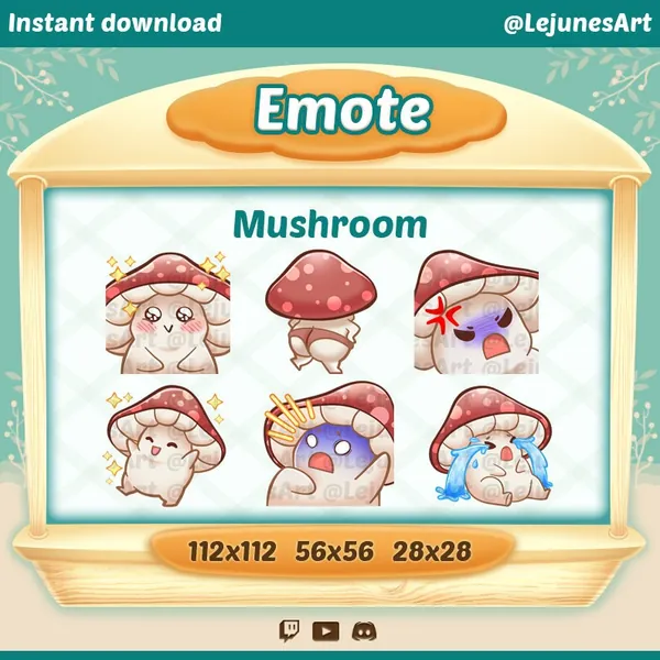 Mushroom Emote | MushroomTwitch emotes | Twitch Emote | Youtube Emote | Discord Emote | Community Emote | Streamer Emote |