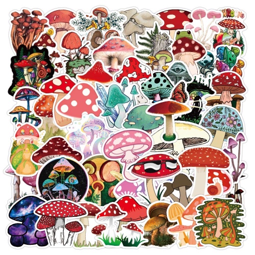Waterproof mushroom stickers (100 pack)