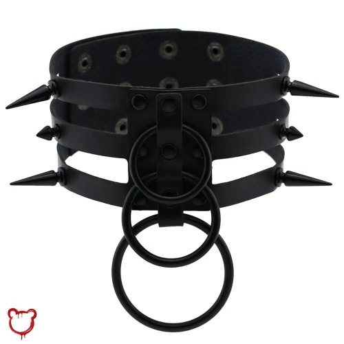 Black Choker with Triple Rings