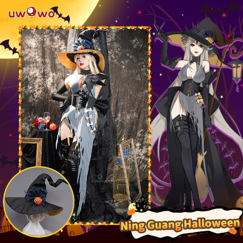 Uwowo Genshin Impact Fanart Witch Ningguang Halloween Cosplay Costume - Set A M