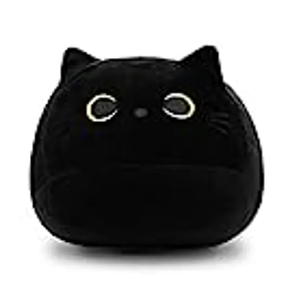 Pochita 3D Black Cat Plush Stuffed Animal Toy Pillow, Fat Black Cat Stuffed Animal Cat Plushie, Kawaii Pillows Cat Pillow Kawaii Cat Shape Design Lumbar Back Cushion Decoration