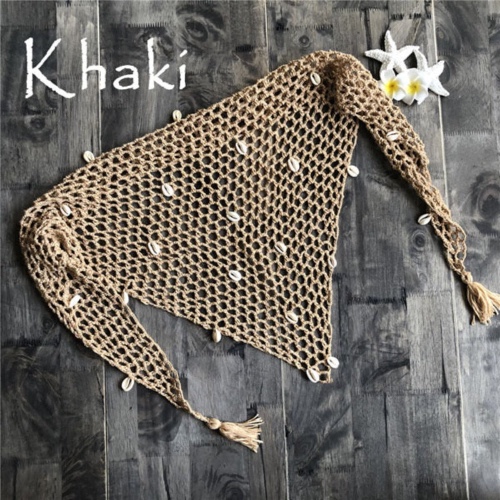Crochet Bathing Suit Cover Up Skirt Wrap - Khaki / One Size