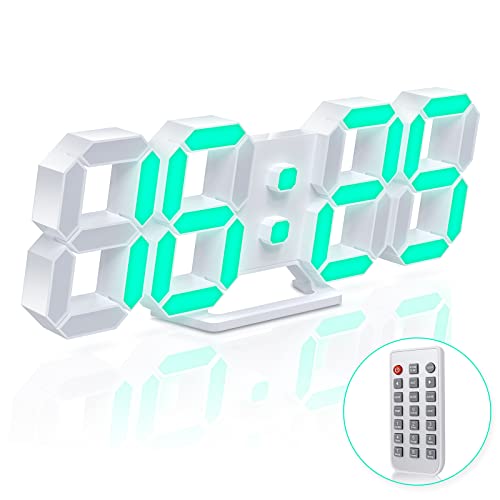 EDUP HOME 3D LED Digital Wall Clock Desk Alarm Clock 7 Colors with Remote Control, 25CM Digital LED Electronic Clocks, Snooze Model, Temperature, Night Light Auto/Custom Brightness - 25cm Led Digital Wall Clock With 7 Colors