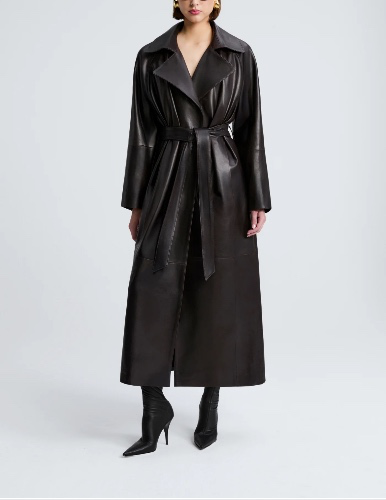Althea Belted Leather Coat