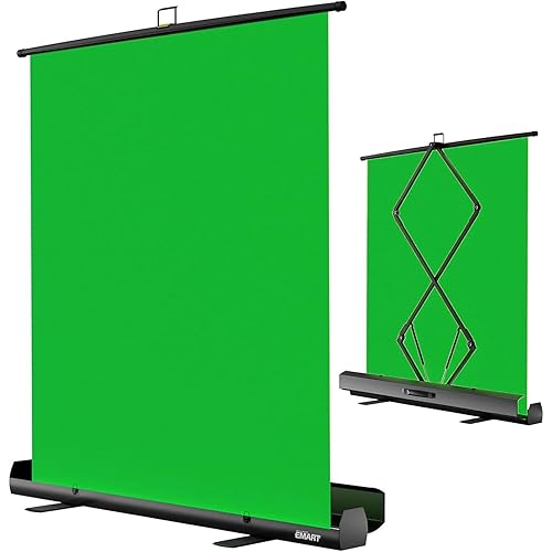 EMART Green Screen 165x220cm, Roll-up Panel Greenscreen Fotohintergrund, Grüner Fotohintergrund mit Ständer für Fotostudio, Streaming, Videokonferenzen, TikTok, Zoom - 165x220cm - grün