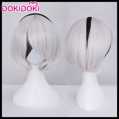【Ready for ship】DokiDoki Cosplay Game NieR:Automata 2B Cosplay Wig YoRHa No. 2 Type B Women Short White Heat Resistant Hair | 2B
