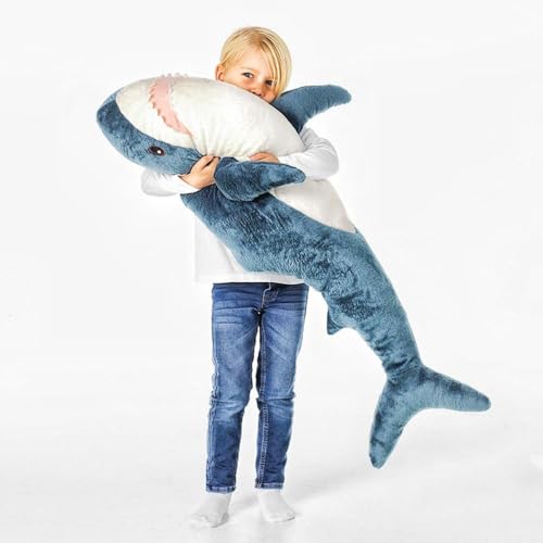 XIAOHONG 100 cm riesiges Hai-Plüschtier, Plüsch-Hai-Spielzeug, Stofftierhaie, weiches Hai-Kissen, Hai-Plüschkissen, Stofftier, Wurfkissen für Heimdekoration, Kindergeschenk - large