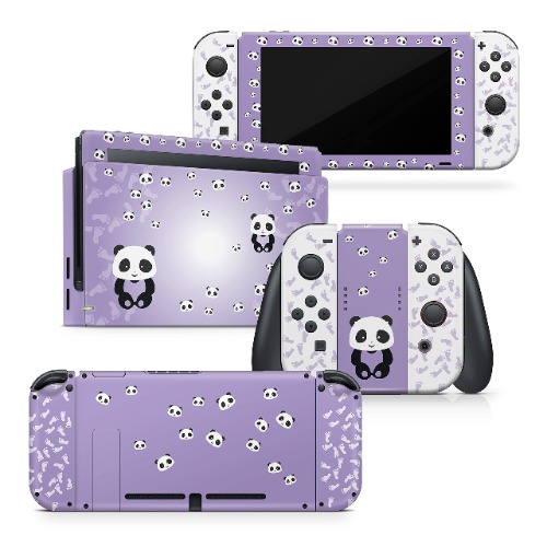 Tacky design Purple Panda Skin Compatible with Nintendo Switch, Pastel Purple Panda Kawaii Vinyl 3m Sticker Full wrap Cover - 