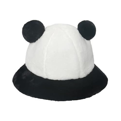 Winter Warm Fisherman Hat for Women Mens Fashion Faux Fur Plush Bucket Cap - One Size - 102-panda