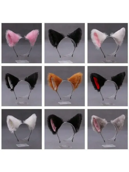 Cute Handmade Plush Cat Ear Headband, Fox Ear Hair Accessories, Animal Ear Headpiece