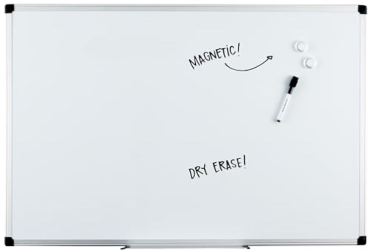 Amazon Basics Magnetic Dry Erase White Board, 36 x 24-Inch, Aluminum Frame, Silver/White - 24" x 36" - Magnetic, Aluminum Frame