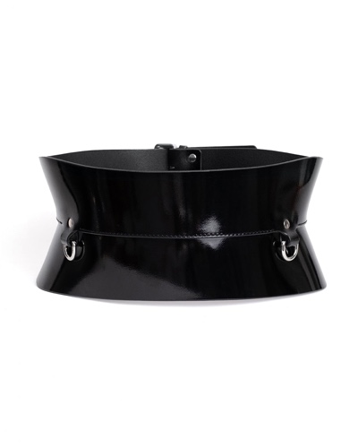 Belt "Nora" Black Patent | Black Patent / Gold / M