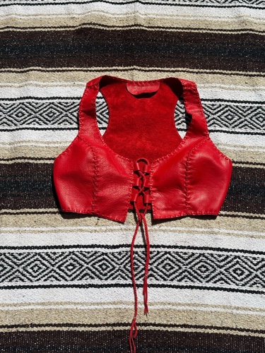 Red Leather Bandlands Bustier Top