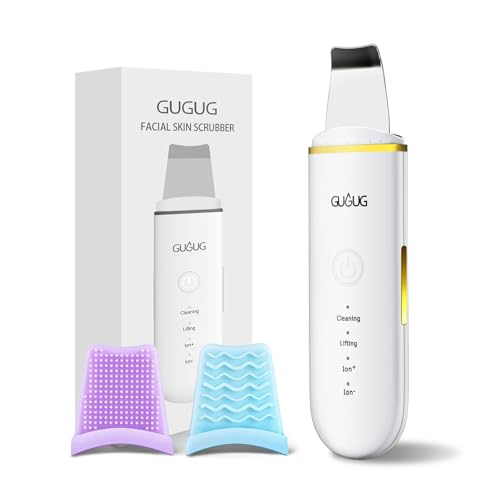 GUGUG Skin Scrubber Face Spatula Skin Spatula Pore Cleaner Blackhead Remover Tools for Facial Deep Cleansing-4 Modes -White - White