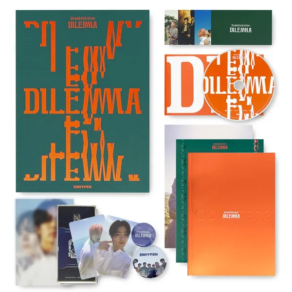 ENHYPEN THE 1ST ALBUM - DIMENSION : DILEMMA [ ODYSSEUS Ver. ] Photobook + CD + Lyric Book + Photocard + Hologram Photocard + Mini Poster(Folded) + Sticker + OFFICIAL POSTER