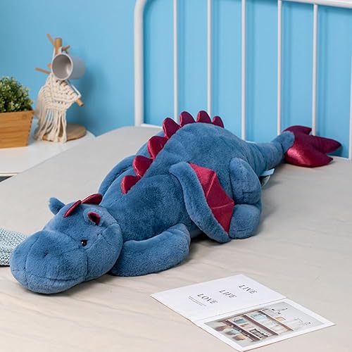 IFX24 Weighted Stuffed Animals 10Lbs 35.4", Weighted Dragon Stuffed Animal for Kids and Adults, Heavy Weighted Stuffed Animals for Comfort and Relaxation. Blue, Pink, and Green Available - Blue