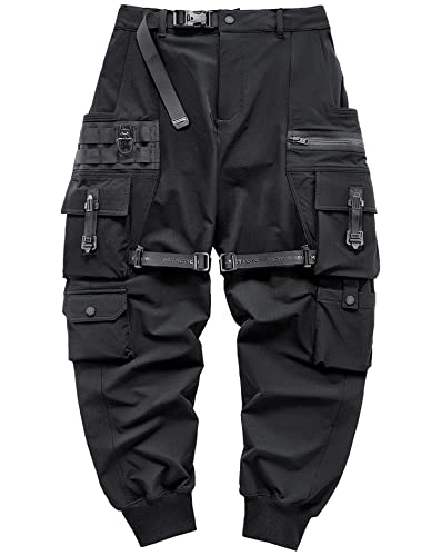 Niepce Inc Men's Japanese Streetwear Techwear Cargo Pants with Design - XX-Large - Black4