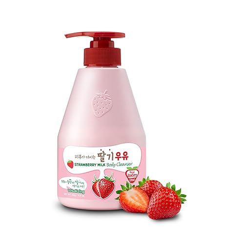 WELCOS KWAILNARA Strawberry Milk Body Wash – Korean Body Cleanser with Strawberry Extract for Hydrated, Smooth Skin, 560 g / 19.75 oz. - Strawberry