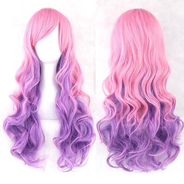 Long Cotton Candy Wig - Purple & Pink