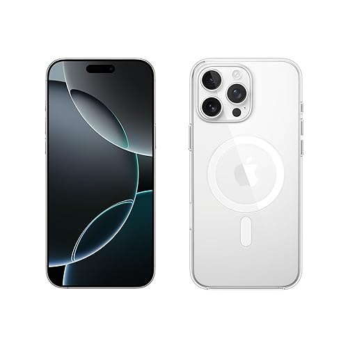Apple iPhone 16 Pro Max (1 to) - Titane Blanc + Coque Transparente avec MagSafe - Titane blanc - 1 To - +Coque transparente