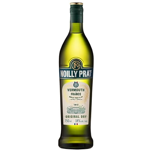 Noilly Prat Original Dry Vermouth, 18 % vol., 75 cl / 750 ml, Vermut francés ideal para cócteles con Martini, elaborado con 20 hierbas y especias, como manzanilla, coriandro, naranja y flor de saúco - 750