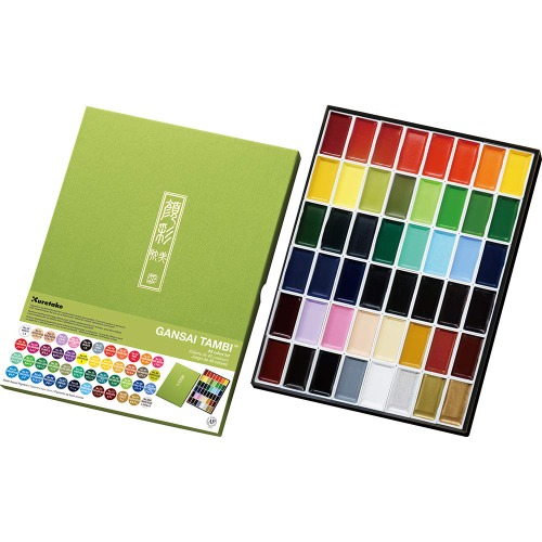 Kuretake GANSAI TAMBI 48 Colors Set, Watercolor Paint Set, Professional-quality for artists and crafters, AP-Certified, water colors for adult, Made in Japan - 48 Colors