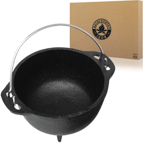 Backcountry Iron 4.75 inch Cauldron Cast Iron Country Kettle for Wicca and Witchcraft - 