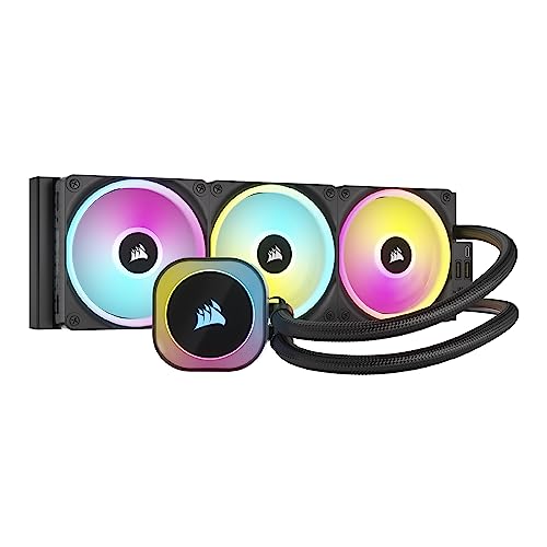 Corsair iCUE LINK H150i RGB Liquid CPU Cooler - 360mm AIO - QX120 RGB Fans - Fits Intel® LGA 1700, AMD® AM5 - iCUE LINK System Hub Included - Black - Black - 360mm AIO