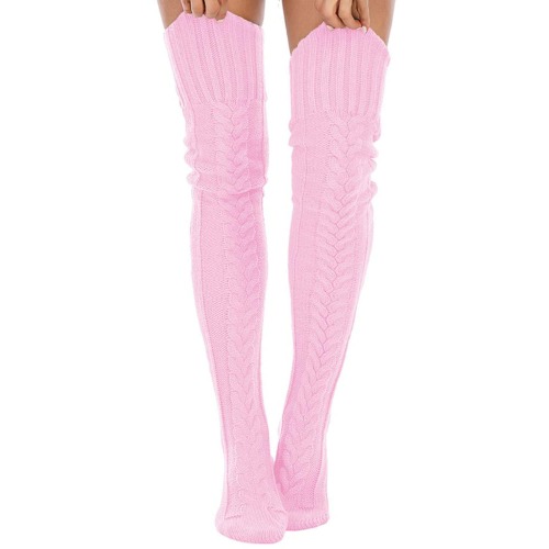 High Thigh Winter Cable Knit Leg Warmer for Women, 85cm Long Over Knee Thick Cotton Leggings Blanket Boot Stockings for Girls