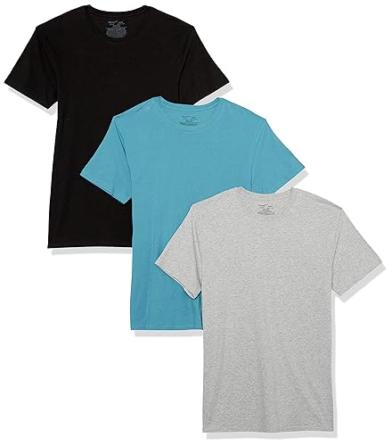 Hanes Men's Originals Crew Undershirts - X-Large - Chambray Jade, Black, Concrete Heather