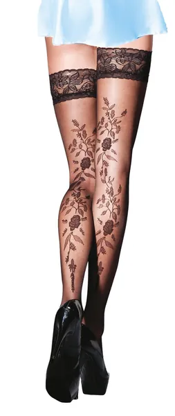 Lace Top Hold-ups with Floral Pattern" Vera" 20 Denier by Gabriella