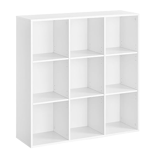VASAGLE Bibliothèque, Étagère à 9 Compartiments, Meuble de Rangement Livres, Cloison Séparateur, Présentoir, pour Salon, Chambre, Bureau, 30 x 97,7 x 97,5 cm, Blanc LBC177W01 - Blanc - 9 Cube (30P x 97,7L x 97,5H cm)