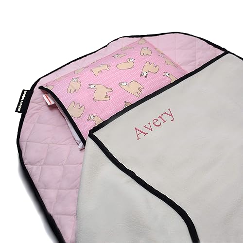 Urban Infant Personalized Tot Cot Kids Nap Mat - Toddler Preschool Daycare Bedding Cover with Blanket and Pillow - Llamas - Llamas - Personalized