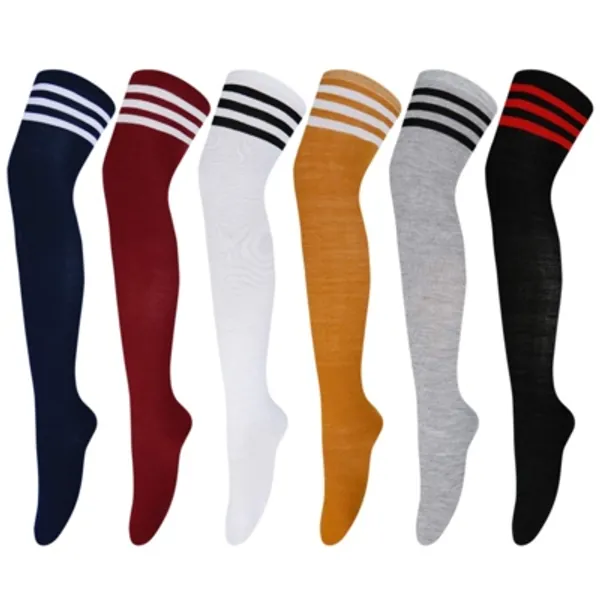 Zmart Striped Knee High Socks, Long Over the Knee Striped Stockings for Women Teen Girls Youth