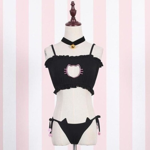 Peekaboo Neko Lingerie Set - Black Neko Set