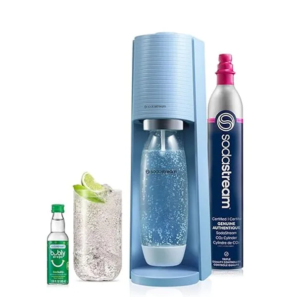 SodaStream Terra Sparkling Water Maker (Misty Blue) with CO2, DWS Bottle and Bubly Drop