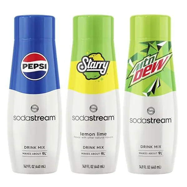 SodaStream Pepsi, Starry & MTN Dew, Regular, 440ml, (Pack of 3)