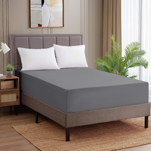 Lux Dream Dra-på-lakan 160x200cm Sängkläder 25 cm Djup Ficka 100% Egyptisk Bomull Ultra Mjukt Hypoallergent dra-på-lakan med Elastiskt Band (Grå, 160 x 200 cm) - dubbel, singel, 160 x 200 cm - Grå