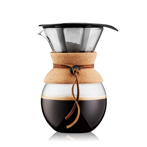 Bodum 11571-109 Pour Over Kaffebryggare med permanent filter 1 L, flerskikts, transparent, 14 x 16,3 x 20,2 cm
