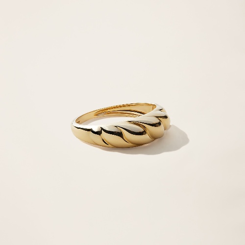 14k Solid Gold Croissant Ring - Yellow Gold / 5
