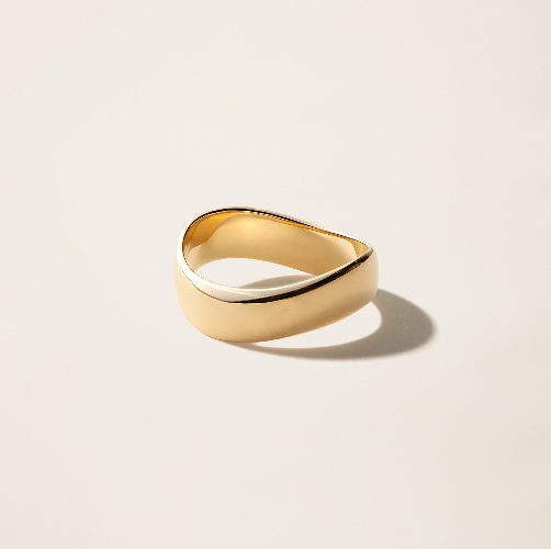 14k Solid Gold Curved Ring - Yellow Gold / 5