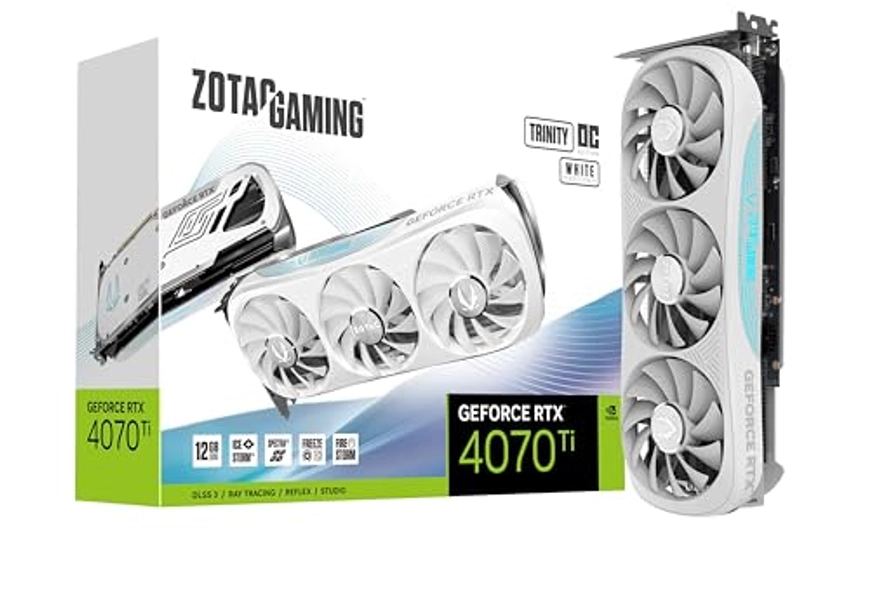 ZOTAC Gaming GeForce RTX 4070 Ti Trinity OC White Edition DLSS 3 12GB GDDR6X 192-bit 21 Gbps PCIE 4.0 Gaming Graphics Card, IceStorm 2.0 Advanced Cooling, Spectra 2.0 RGB Lighting, ZT-D40710Q-10P