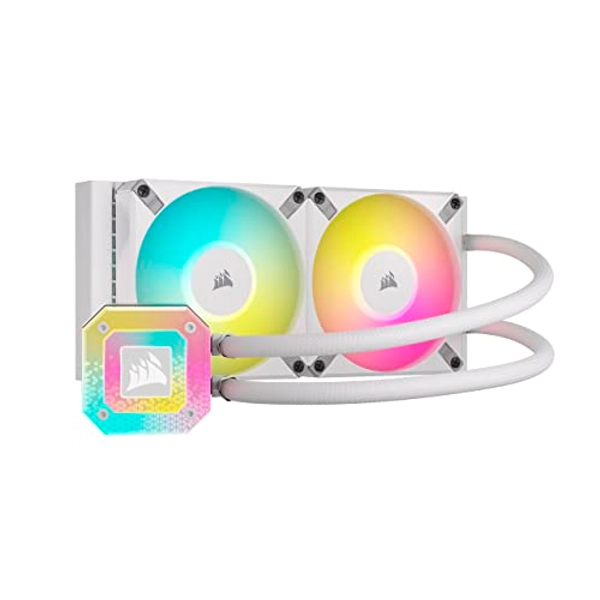 Corsair iCUE H100i Elite CAPELLIX XT Liquid CPU Cooler - Two AF120 RGB Elite Fans - 240mm Radiator - Intel® LGA 1700, 1200, 115X, 2066, AMD® AM5, AM4 - Included iCUE Commander CORE - White