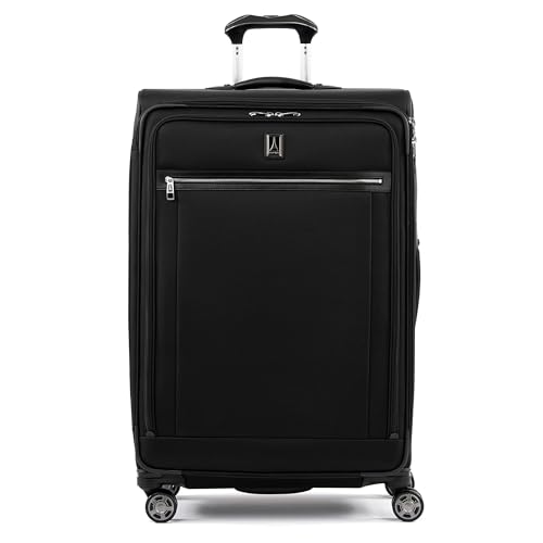 Travelpro Platinum Elite Softside Expandable Checked Luggage, 8 Wheel Spinner Large Suitcase, TSA Lock, Men and Women, Shadow Black, Checked Large 29-Inch - Checked-Large 29-Inch - Shadow Black
