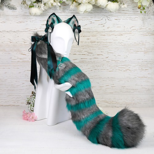 Grey and Teal Chershire Cat Set