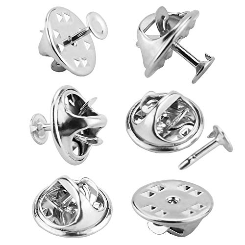 120 Pairs Butterfly Clutch Tie Tacks Pin Back Replacement with 8mm Length 4mm Width Blank Pins for Craft Making (4mm, Silver) - Silver - 4mm